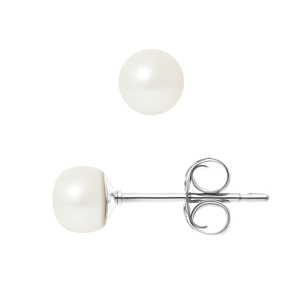 Boucles d'Oreilles en Argent 925/1000 avec Perles de Culture Blanche