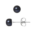 Boucles d'Oreilles en Argent 925/1000 avec Perles de Culture Noire.