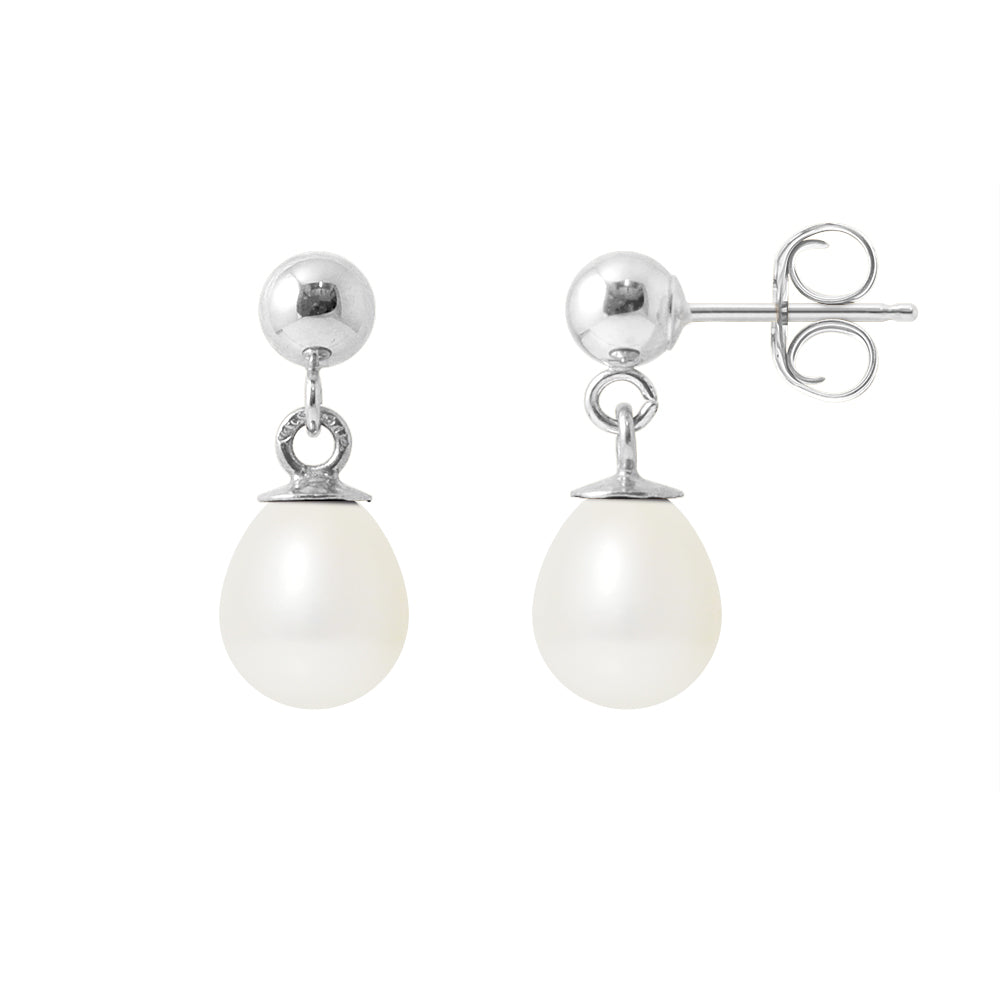 Boucles d'Oreilles en Argent 925/1000 avec Perles de Culture Blanche