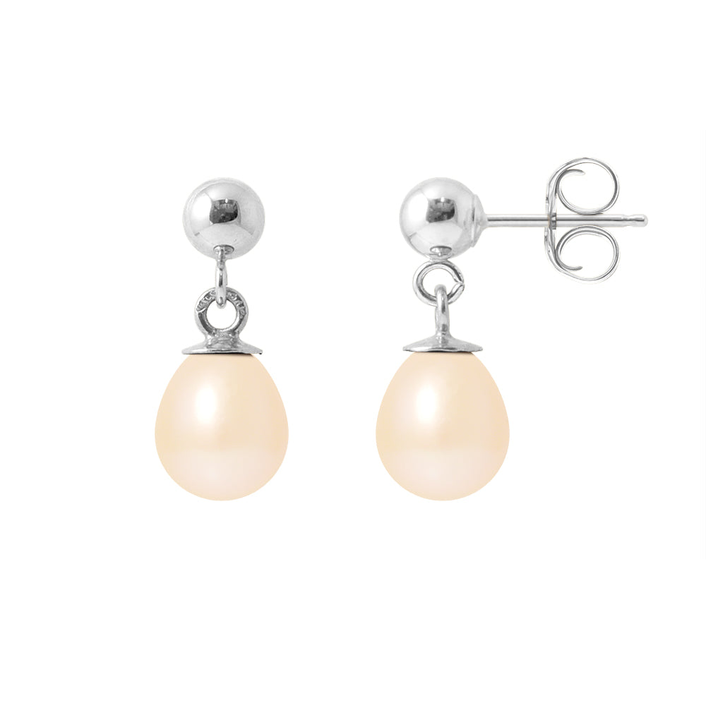Boucles d'Oreilles en Argent 925/1000 avec Perles de Culture Rose