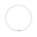 Bracelet avec Perles de Culture Ronde Blanche et fermoir en argent 925/1000