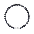 Bracelet avec Perles de Culture Ronde Noire et fermoir en argent 925/1000