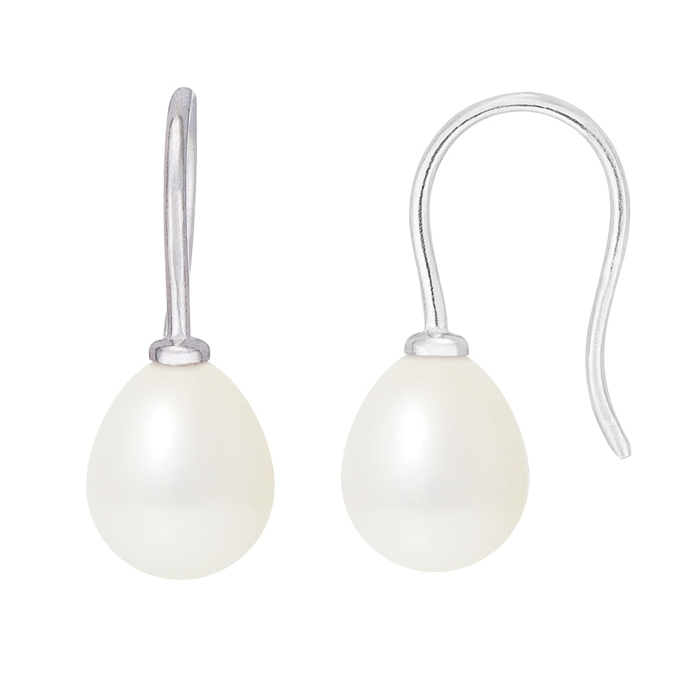 Boucles d'Oreilles en Argent 925/1000 avec Perles de Culture Blanche