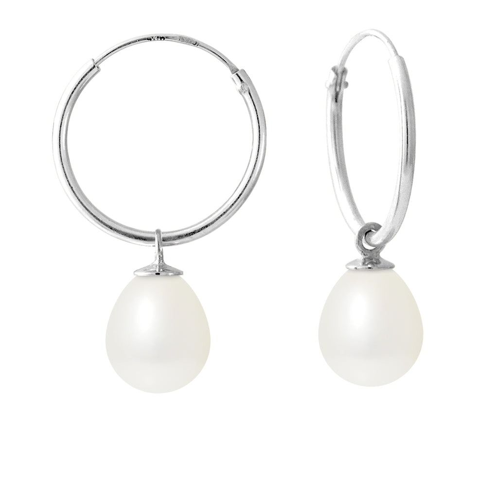 Boucles d'Oreilles en Argent 925/1000 avec Perles de Culture Blanche
