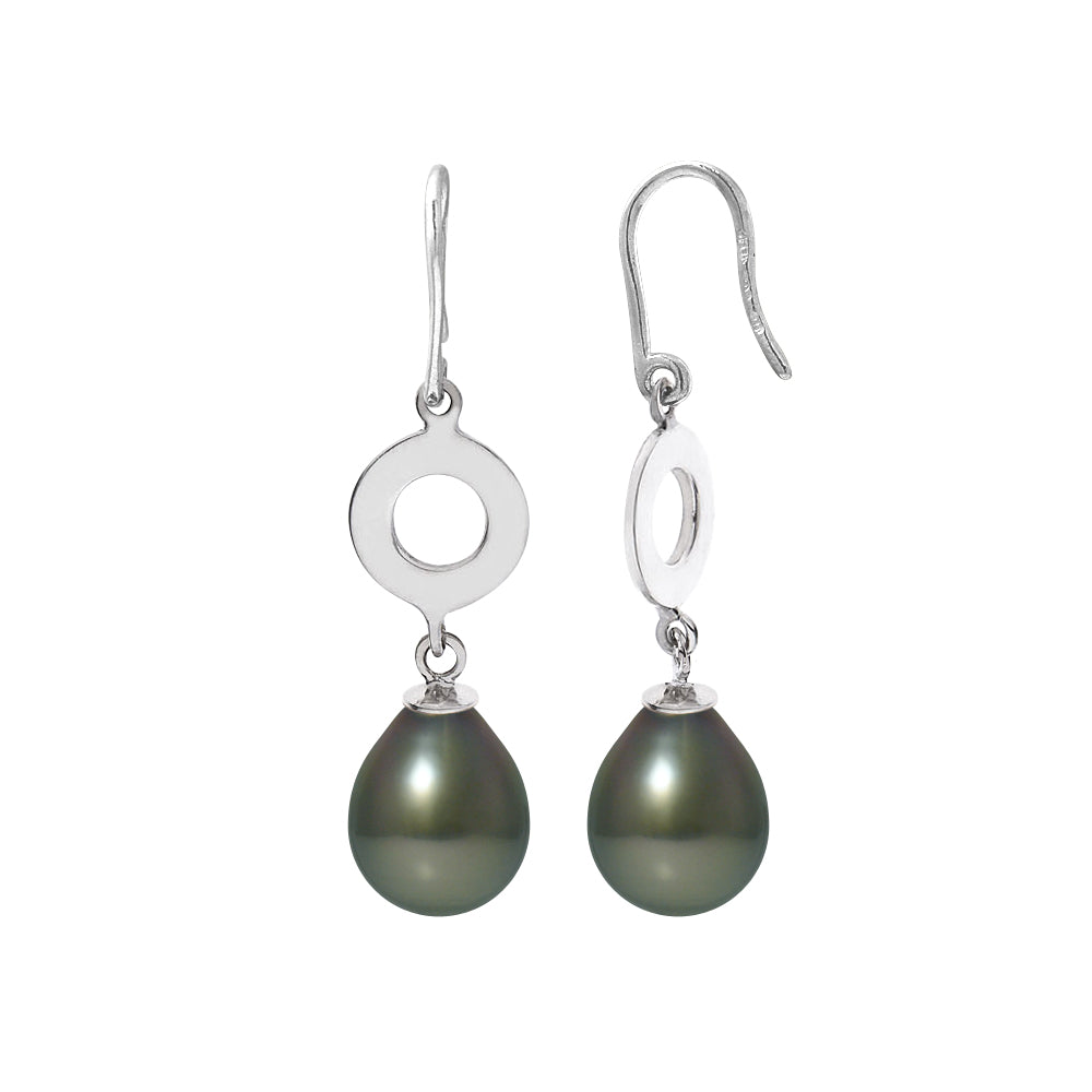 Boucles d’oreilles cercle en argent 925/1000 avec perles de culture de Tahiti