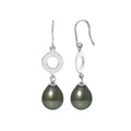 Boucles d’oreilles cercle en argent 925/1000 avec perles de culture de Tahiti