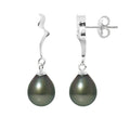 Boucles d’oreilles ondulées en argent 925/1000 avec perles de culture de Tahiti
