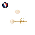 Boucle d'Oreilles en Or Jaune 9 Carats avec Perles de Culture Rose.