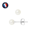 Boucle d'Oreilles en Or Blanc 9 Carats avec Perles de Culture Blanche