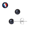 Boucle d'Oreilles en Or Blanc 9 Carats avec Perles de Culture Noire