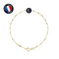 Bracelet en Or Jaune 9 Carats avec Perle de Culture Noire.