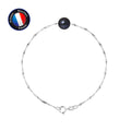 Bracelet en Or Blanc 9 Carats avec Perle de Culture Noire.