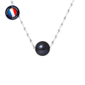 Collier en Or Blanc 9 Carats avec Perles de Culture Noire