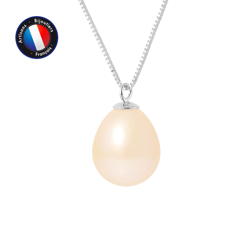 Collier en Or Blanc 9 Carats avec Perles de Culture Rose
