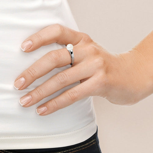 Bague en Argent 925/1000 avec Perles de Culture blanche
