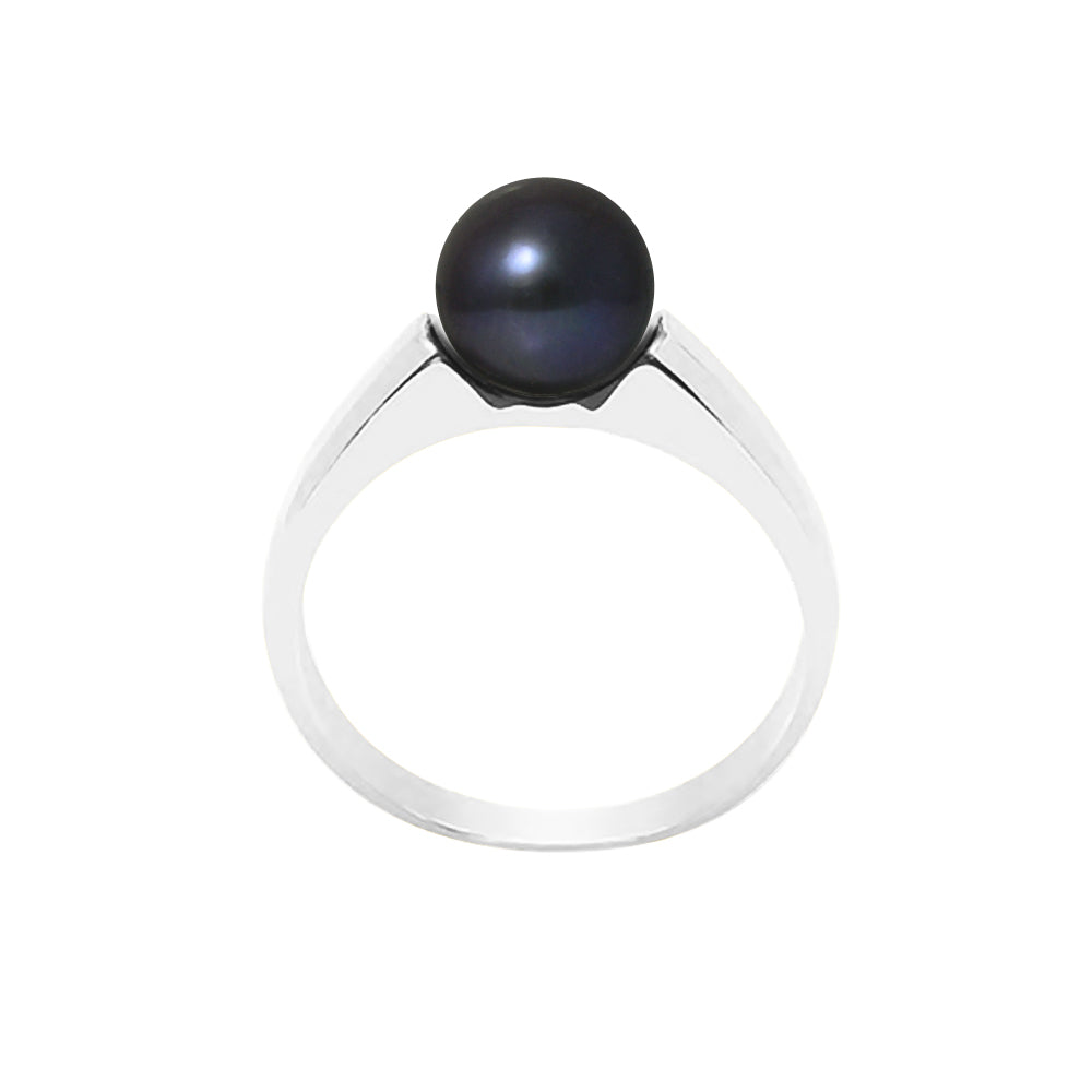 Bague en Argent 925/1000 avec Perles de Culture Noire