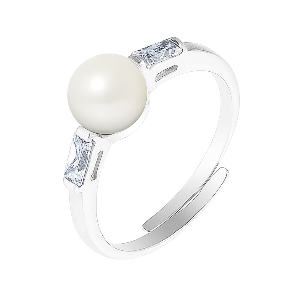 Bague en Argent 925/1000 avec Perles de Culture Blanche