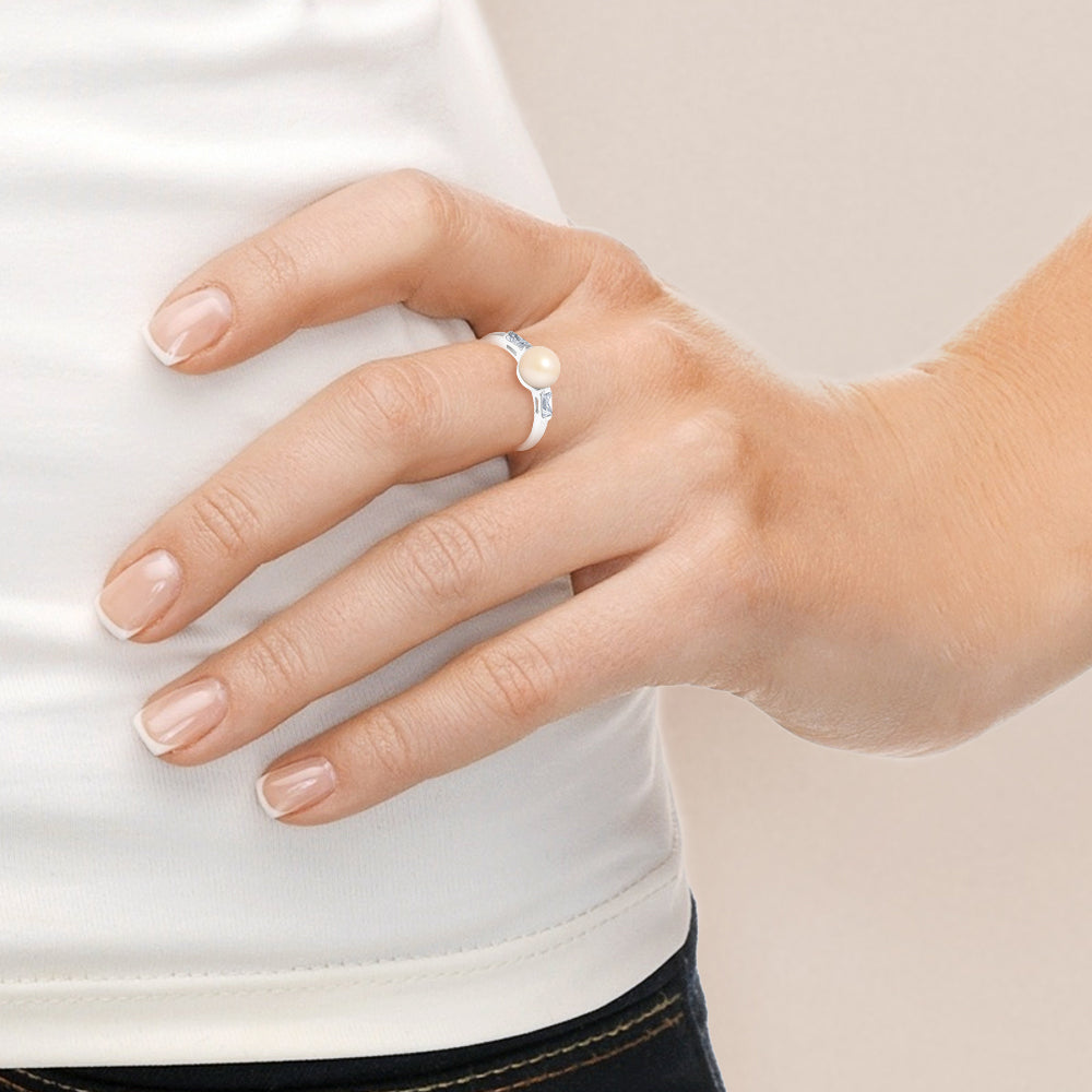 Bague en Argent 925/1000 avec Perles de Culture Rose