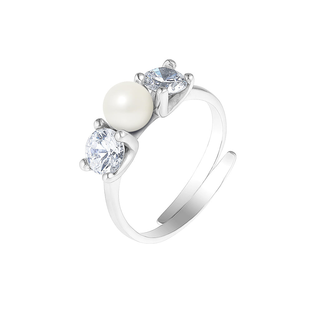 Bague en Argent 925/1000 avec Perles de Culture Blanche