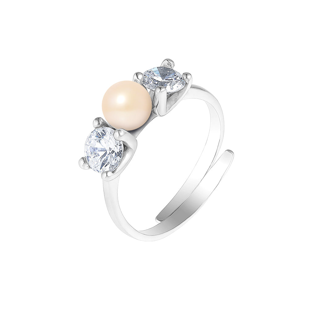 Bague en Argent 925/1000 avec Perles de Culture Rose