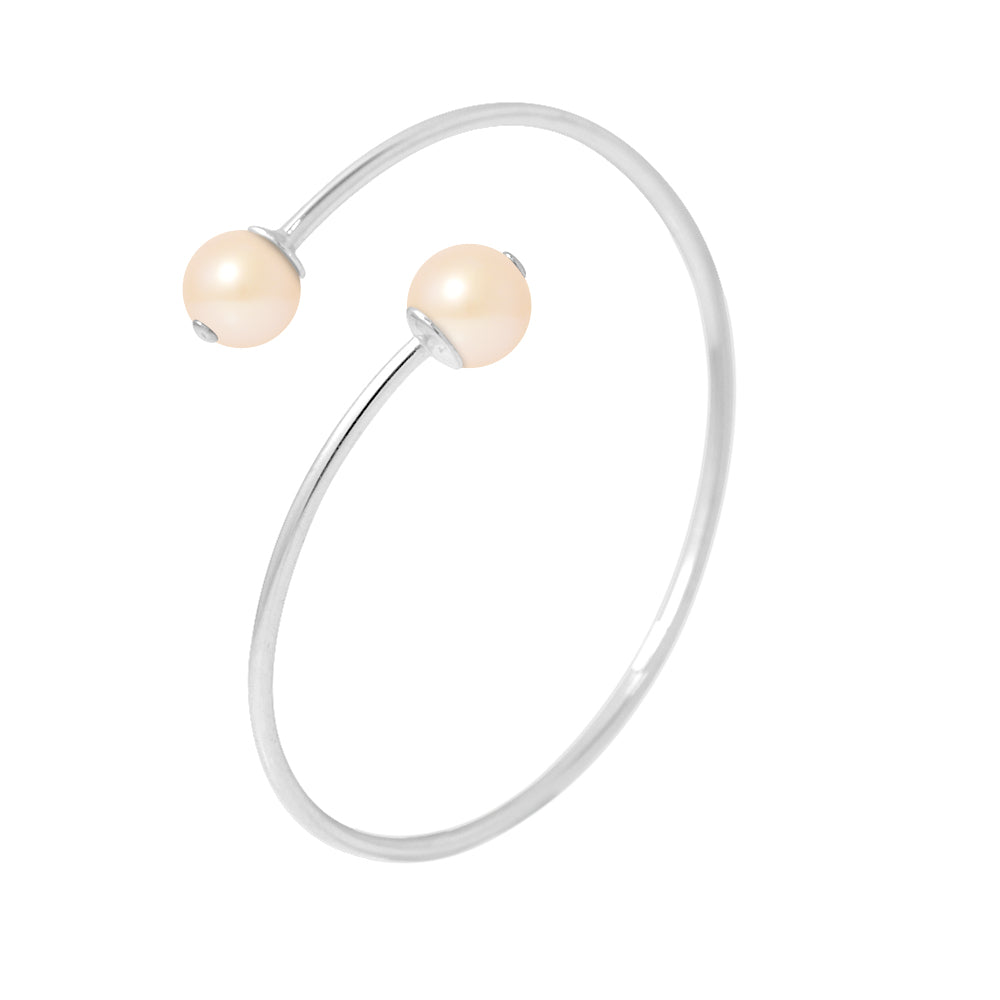 Bracelet en Argent 925/1000 avec 2 Perles de Culture Rose