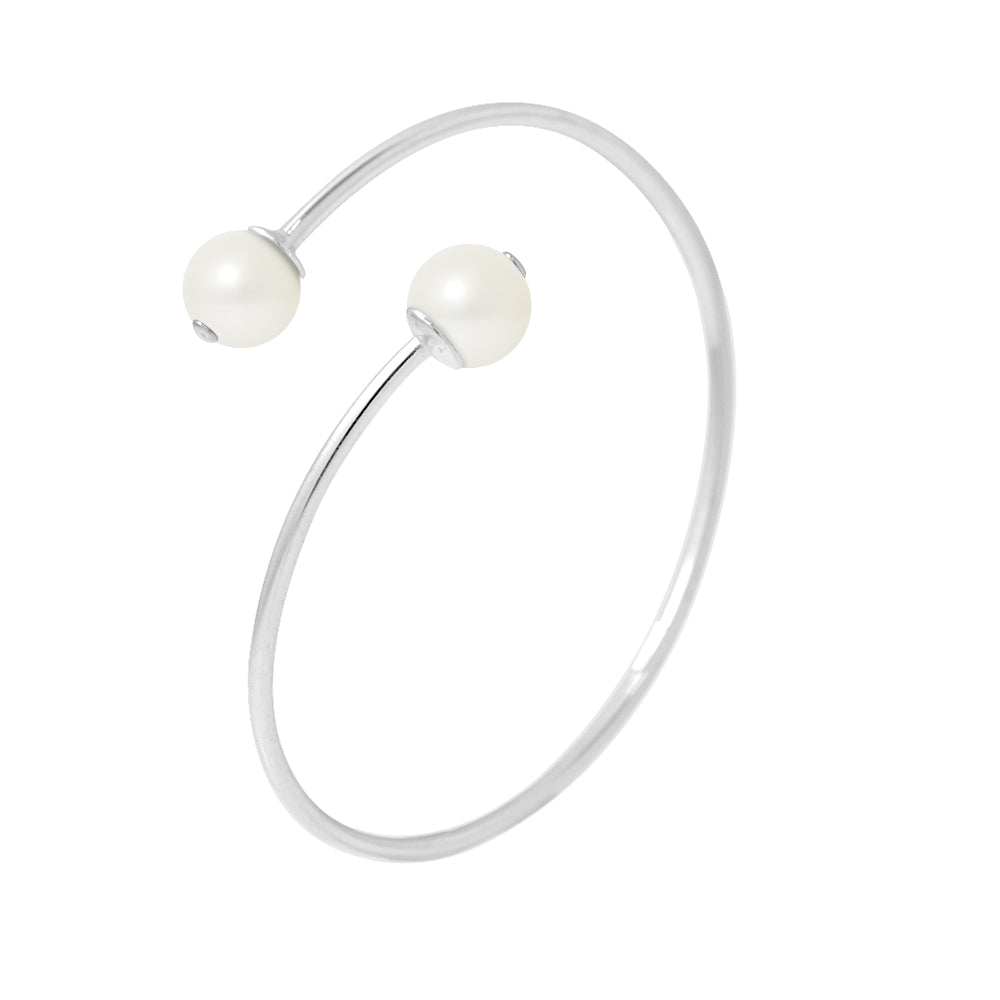 Bracelet en Argent 925/1000 avec 2 Perles de Culture Blanche