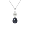 Collier- Perle de Culture d'Eau Douce- Diamètre 8-9 mm Noire - Argent 925 Millièmes