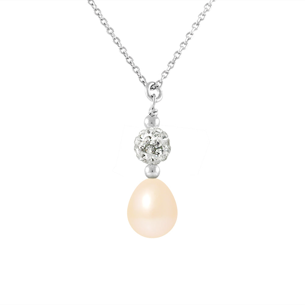 Collier- Perle de Culture d'Eau Douce- Diamètre 8-9 mm Rose - Argent 925 Millièmes