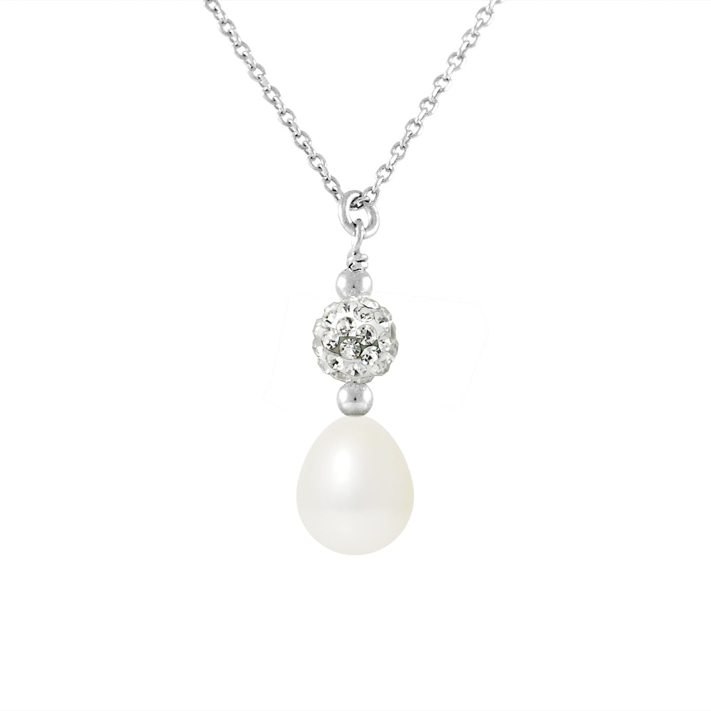 Collier- Perle de Culture d'Eau Douce- Diamètre 8-9 mm Blanc - Argent 925 Millièmes