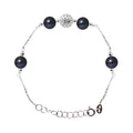 Bracelet en Argent 925/1000 avec 4 Perles de Culture Noire