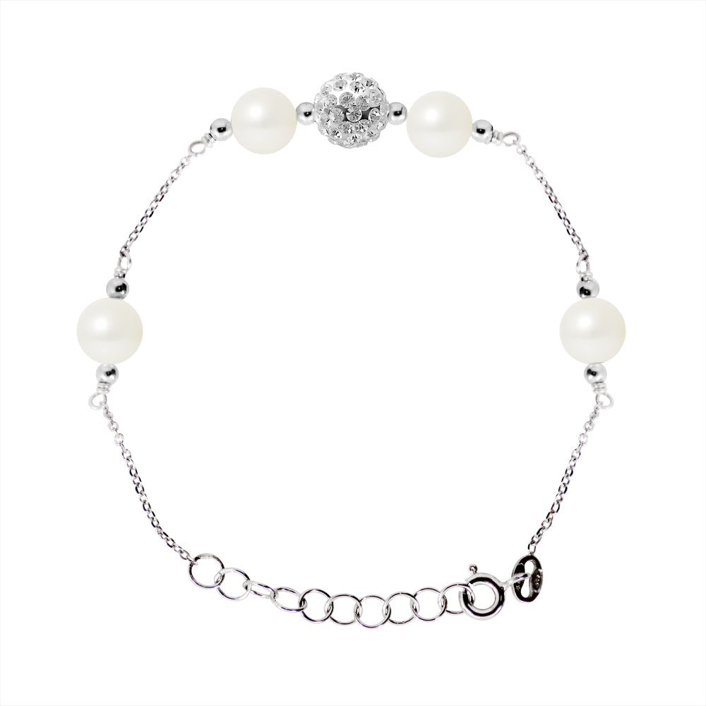 Bracelet en Argent 925/1000 avec 4 Perles de Culture Blanche