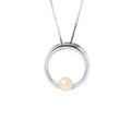 Collier Circle- Perle de Culture d'Eau Douce - Diamètre 6-7  mm  Rose - Argent 925 Millièmes