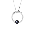 Collier Circle en Argent 925/1000 avec Perle de Culture Noire