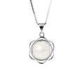 Collier Fleur- Perle de Culture d'Eau Douce  Bouton 8-9 mm Blanche - Argent 925 Millièmes