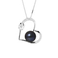 Collier Love- Perle de Culture d'Eau Douce- Diamètre 9-10 mm Noire - Argent 925 Millièmes