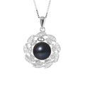 Collier Corolle en Argent 925/1000 avec Perle de Culture Noire