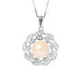 Collier Corolle en Argent 925/1000 avec Perle de Culture Rose