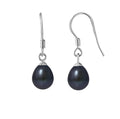 Boucles d'Oreilles en Argent 925/1000 avec Perles de Culture Noire