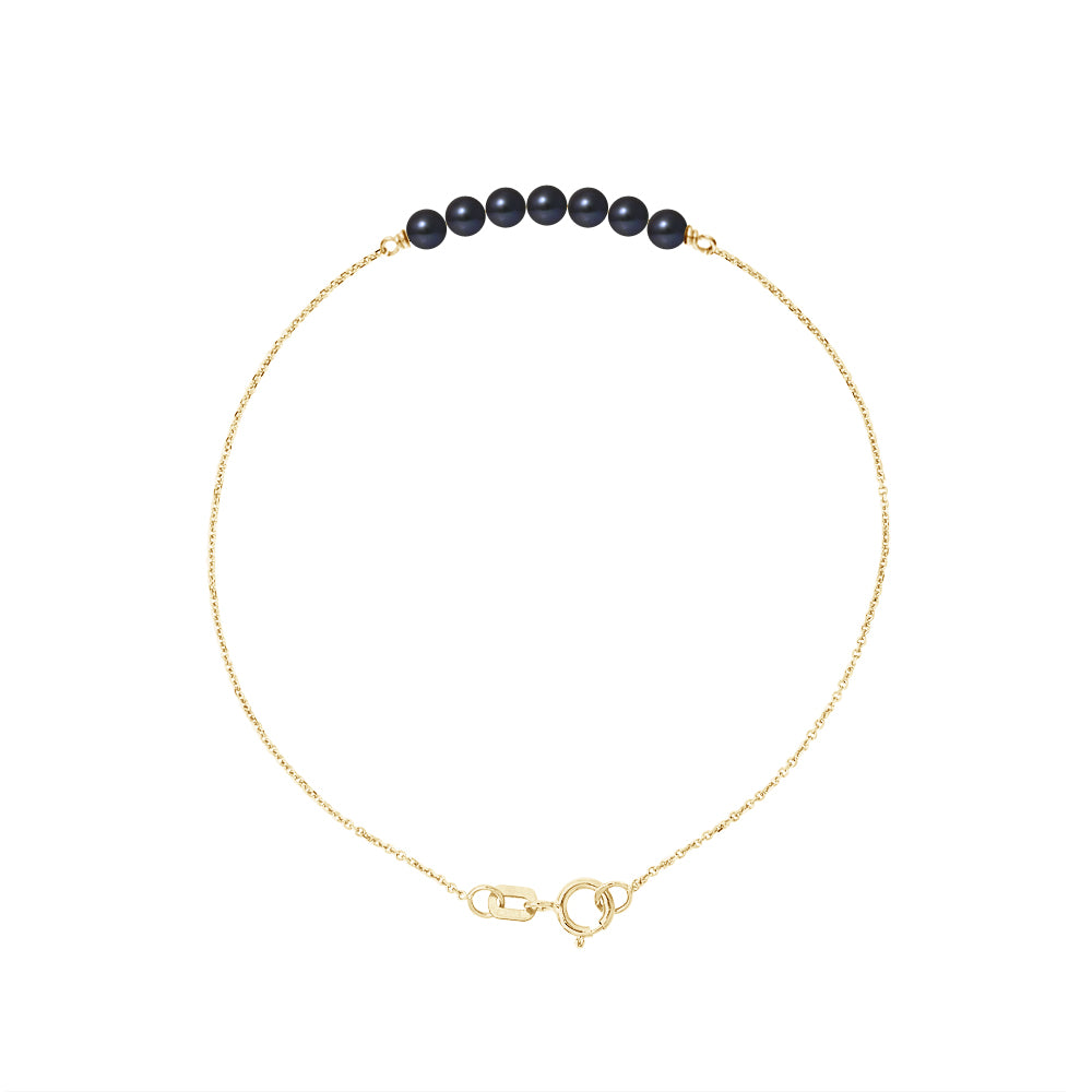 Bracelet en Or Jaune avec Perle de Culture Noire
