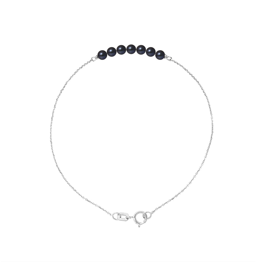 Bracelet en Or Blanc avec Perle de Culture Noire
