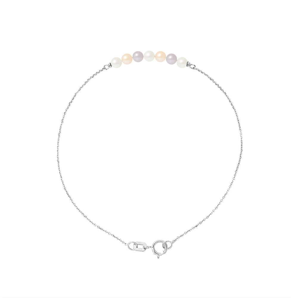 Bracelet en Or Blanc avec Perle de Culture Multicolore