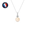 Pendentif Bélière avec Perle de Culture Rose et collier en Or Blanc 9 carats inclus