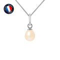 Pendentif avec Perle de Culture Rose et collier en Or blanc 9 Carats Inclus