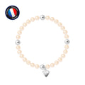 Bracelet Porte Bonheur en argent 925/1000 avec Perle de culture Rose.