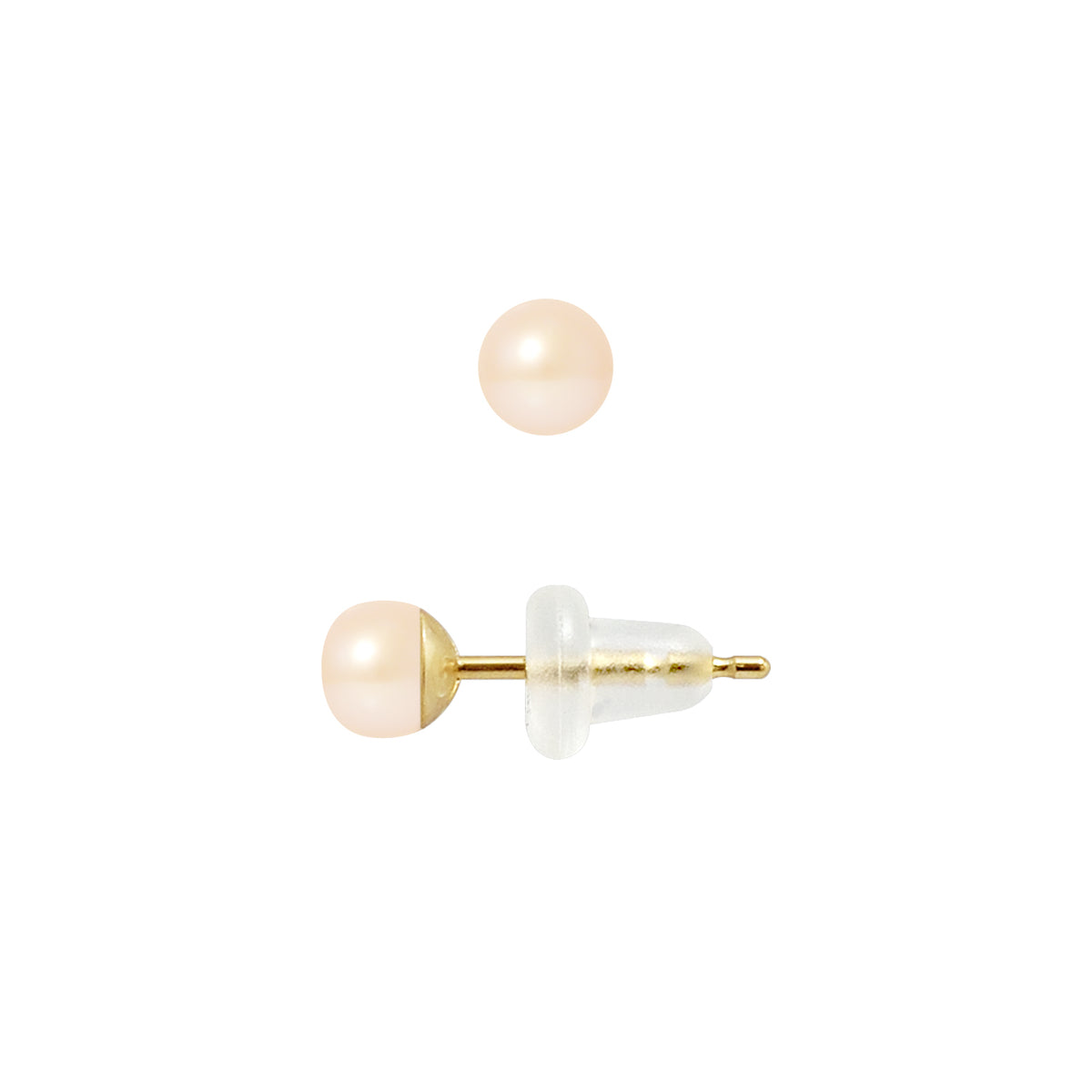 Boucle d'Oreilles en Or Jaune 9 Carats avec Perles de Culture Rose