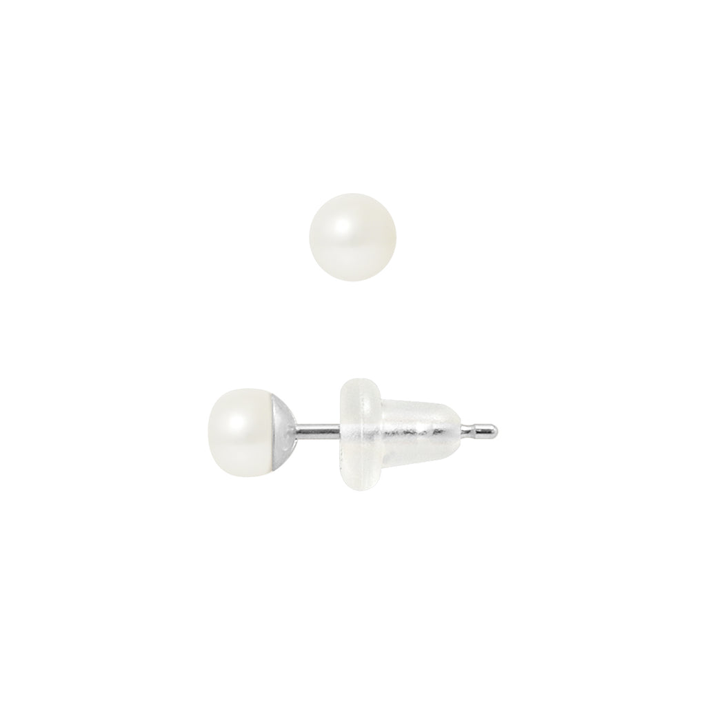 Boucle d'Oreilles en Or Blanc 9 Carats avec Perles de Culture Blanche