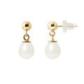 Boucle d'Oreilles en Or Jaune 9 Carats avec Perles de Culture Blanche