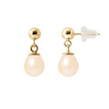 Boucle d'Oreilles en Or Jaune 9 Carats avec Perles de Culture Rose