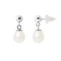 Boucle d'Oreilles en Or Blanc 9 Carats avec Perles de Culture Blanche