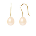 Boucle d'Oreilles en Or Jaune 9 Carats avec Perles de Culture Rose